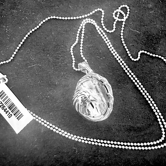 Genuine White Buffalo Gemstone Eagle Pendant in SS on 24" SS Chain Necklace NWT - Picture 4 of 11